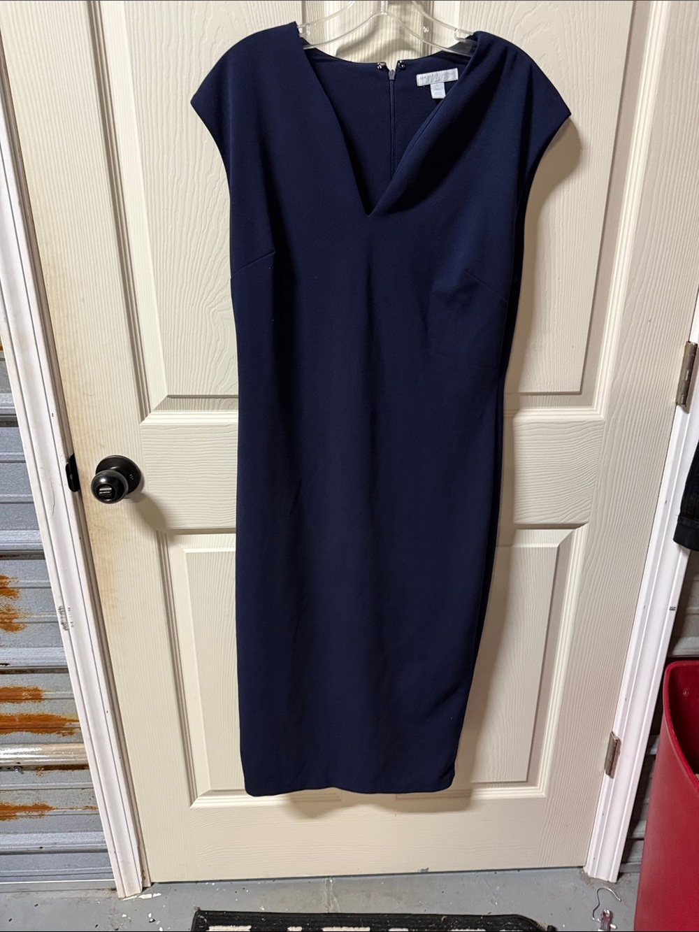 Classic Navy Cap-Sleeve Sheath Dress